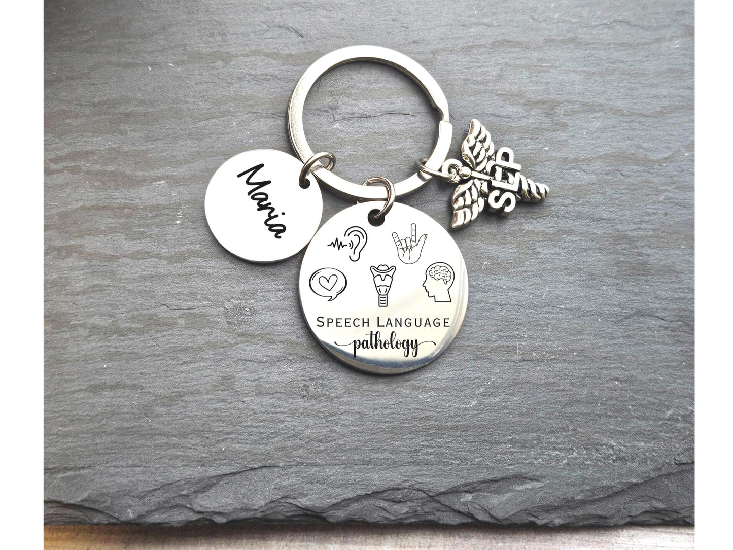 Personalized Speech Language Pathologist Keychain Engraved SLP gift Birthday Key Ring Gifts for graduation SLP speech therapist gift keyring