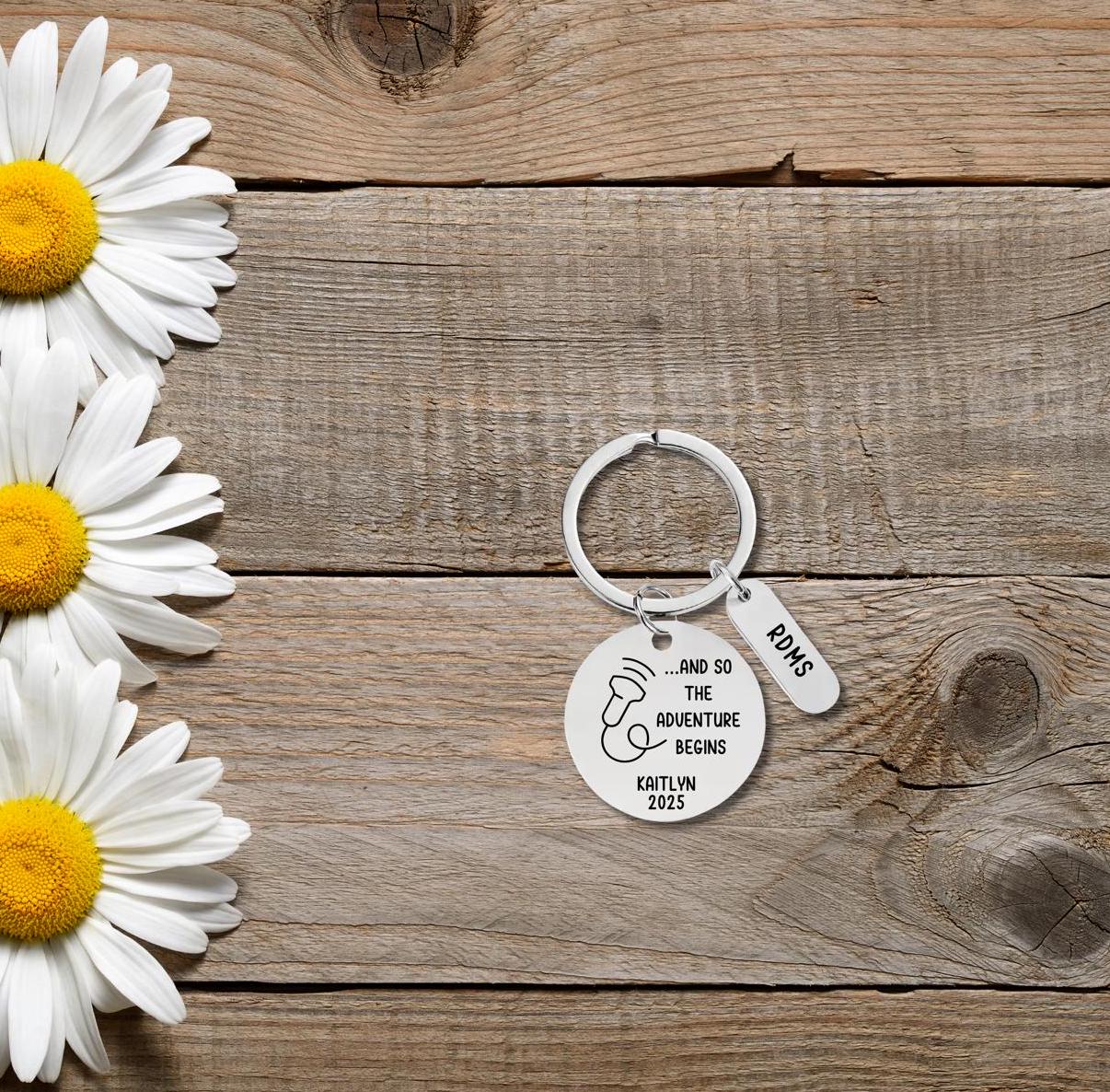 Personalized Sonographer Graduation Engraved keychain RDMS Key Ring commencement Gifts for her custom graduation keychain ultrasound gift