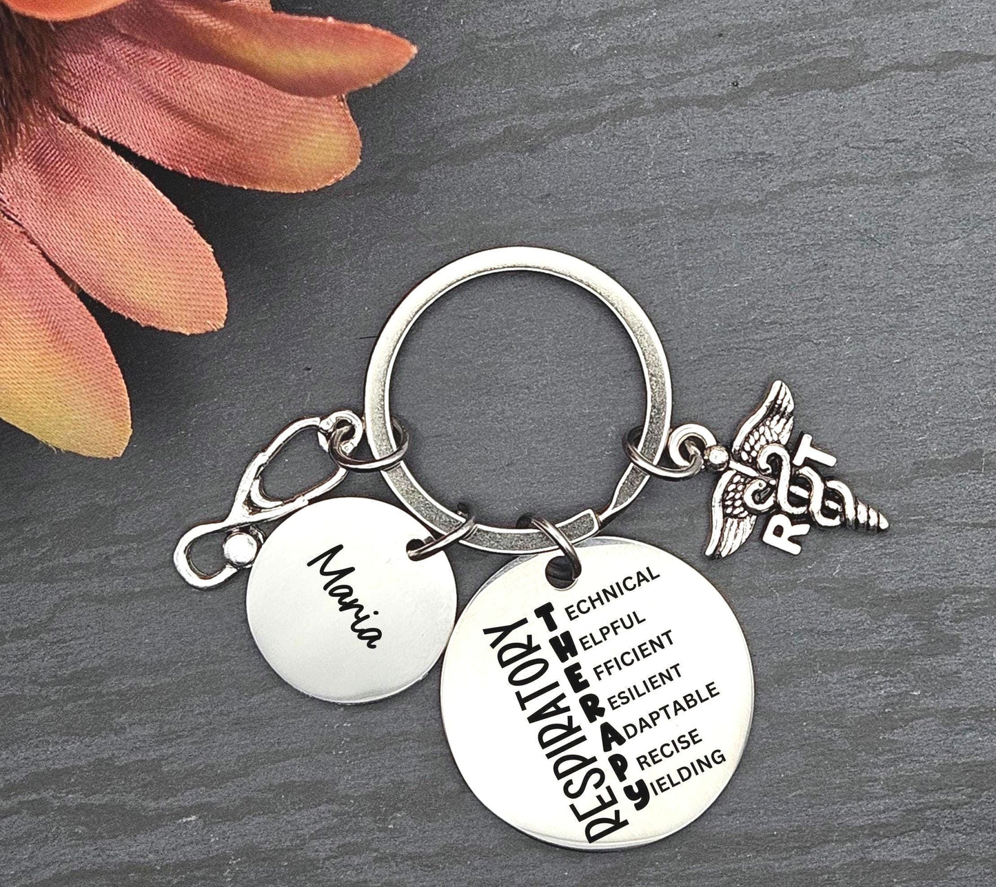 Personalized Respiratory Therapy keychain Key Ring Gifts respiratory therapist custom keychain RT medical professional keychain respiratory