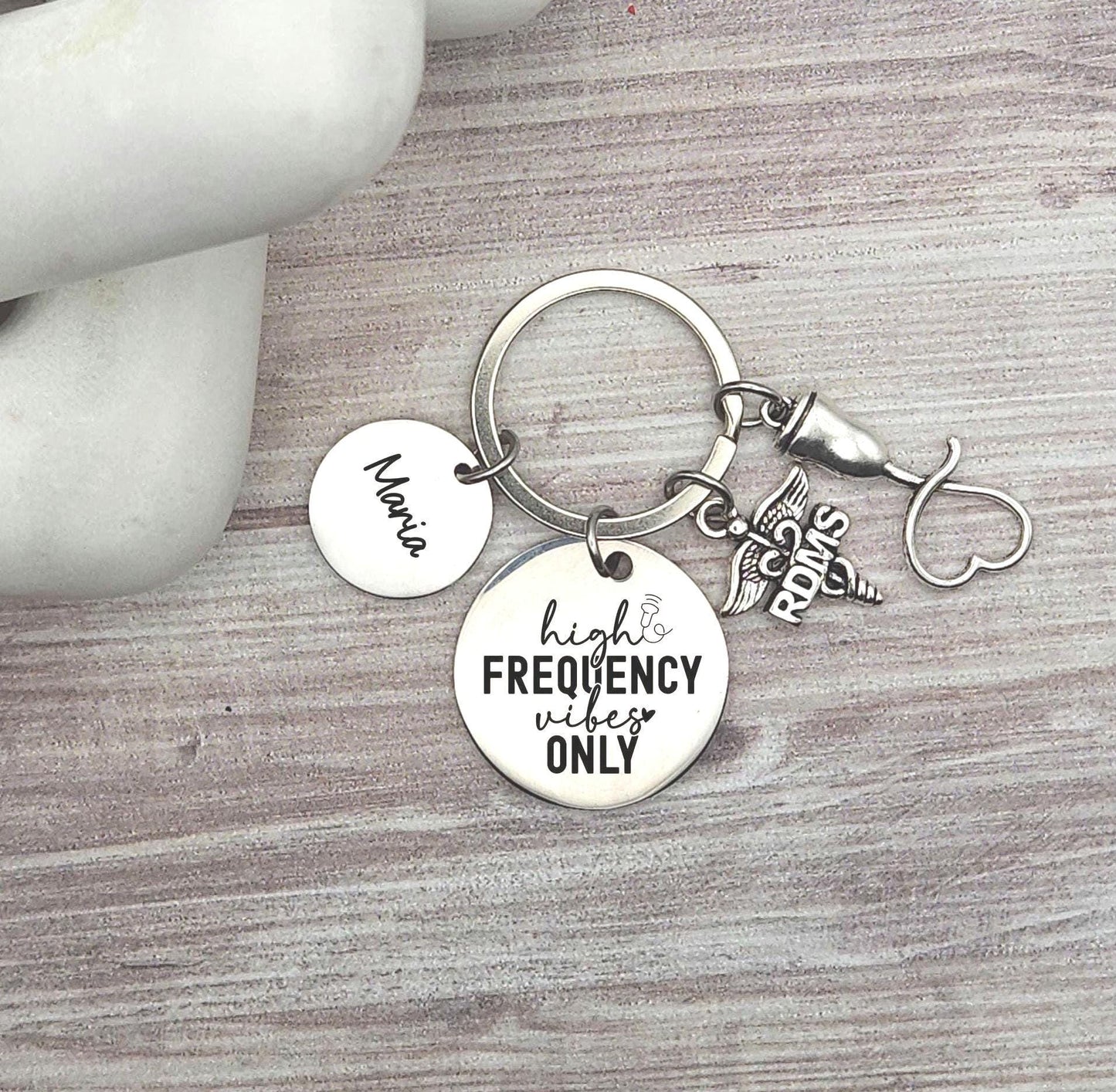 Personalized Registered diagnostic Medical sonographer Engraved keychain Birthday Key Ring Gift sonographer custom graduation RDMS gift keys