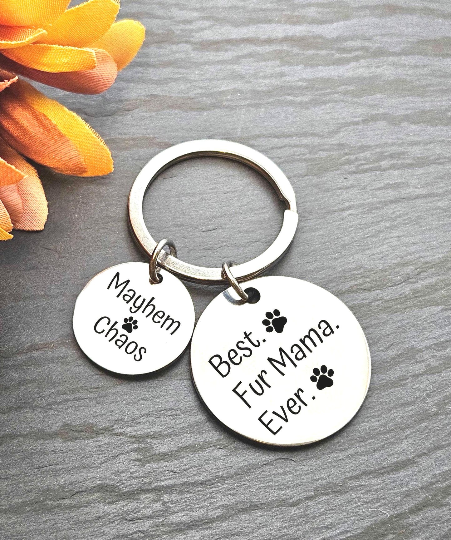 Personalized Fur Mama Fur Dad keychain dog lover Key Ring Gift for her cat lover custom keychain animal lover gift for pet owners keychain