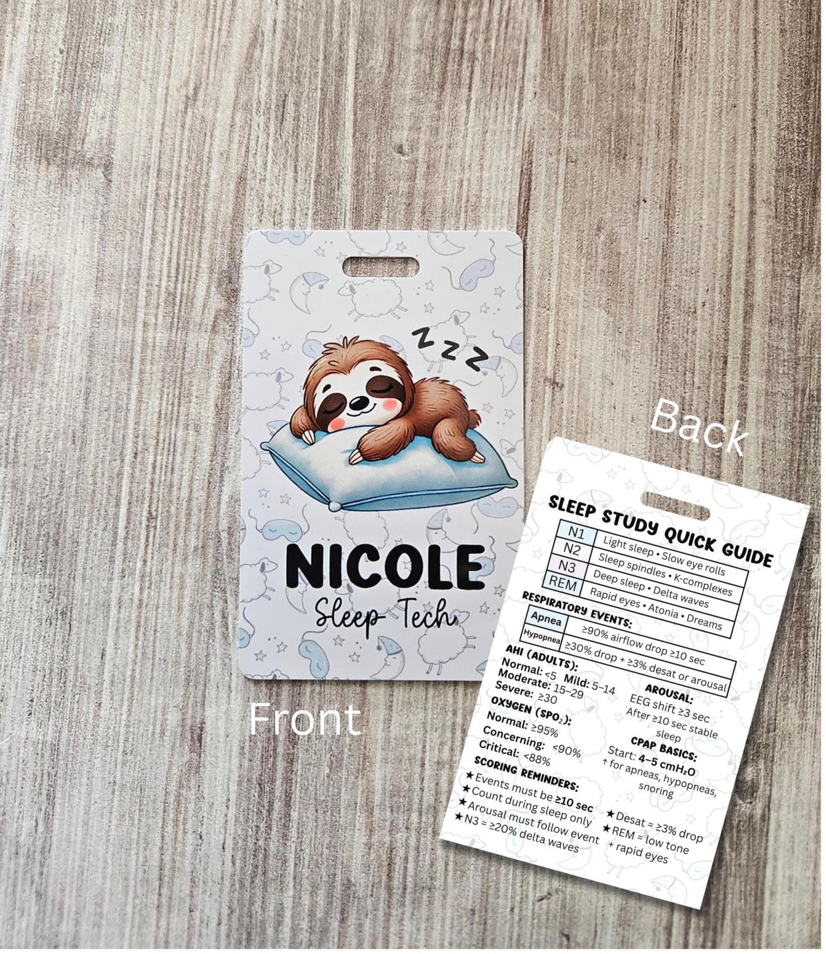 Custom Reversible Sleep Tech Badge Buddy, Personalized Flip Reel, Double-Sided Polysomnographic Technologist ID holder Reference Card Holder