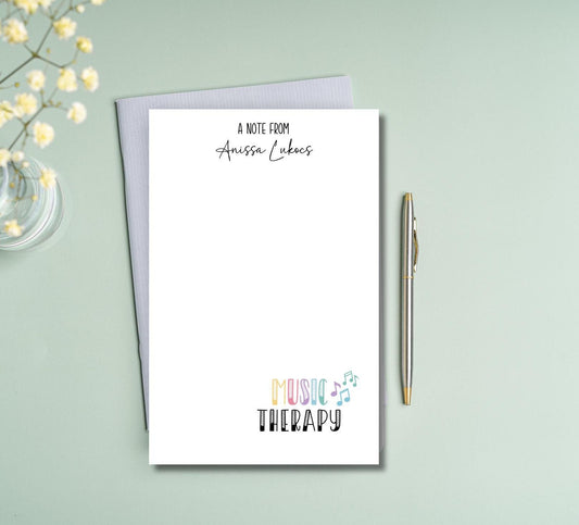 Music therapist notepad with musical design