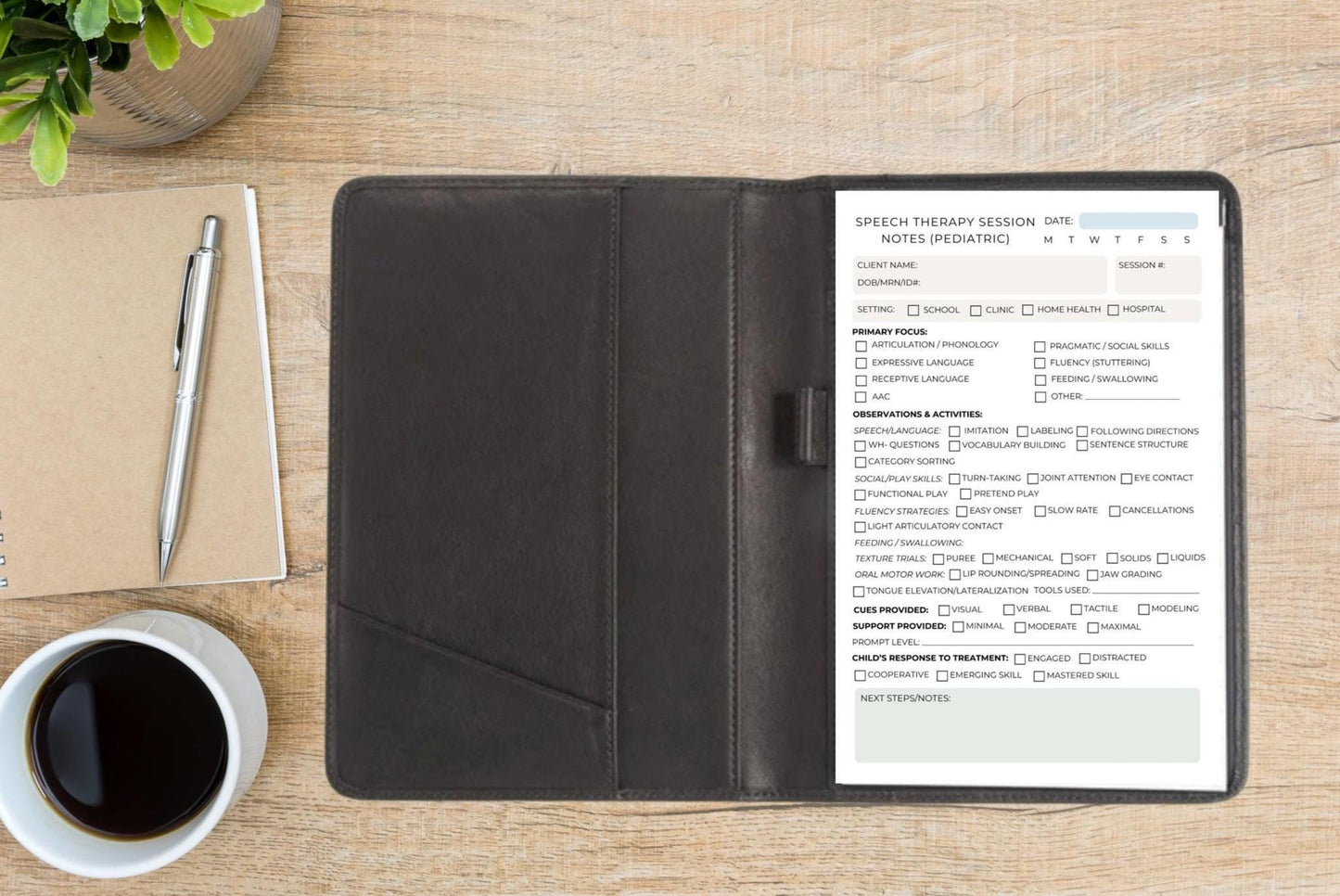 Pediatric SLP Session Notes Notepad – Speech Therapy Documentation Pad for Kids – Speech-Language Pathologist Supplies – SLPA Notepad