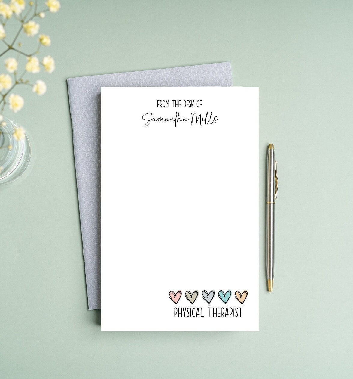 Custom Physical Therapist hearts notepad non sticky back things PT notepad gift notepad student stationery handmade undated list notes PTA