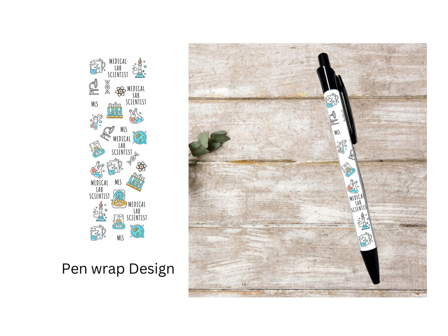 Medical Lab scientist black ink ballpoint refillable pen, MLS pen Microscope gift student pen graduation gift Laboratory scientist pen
