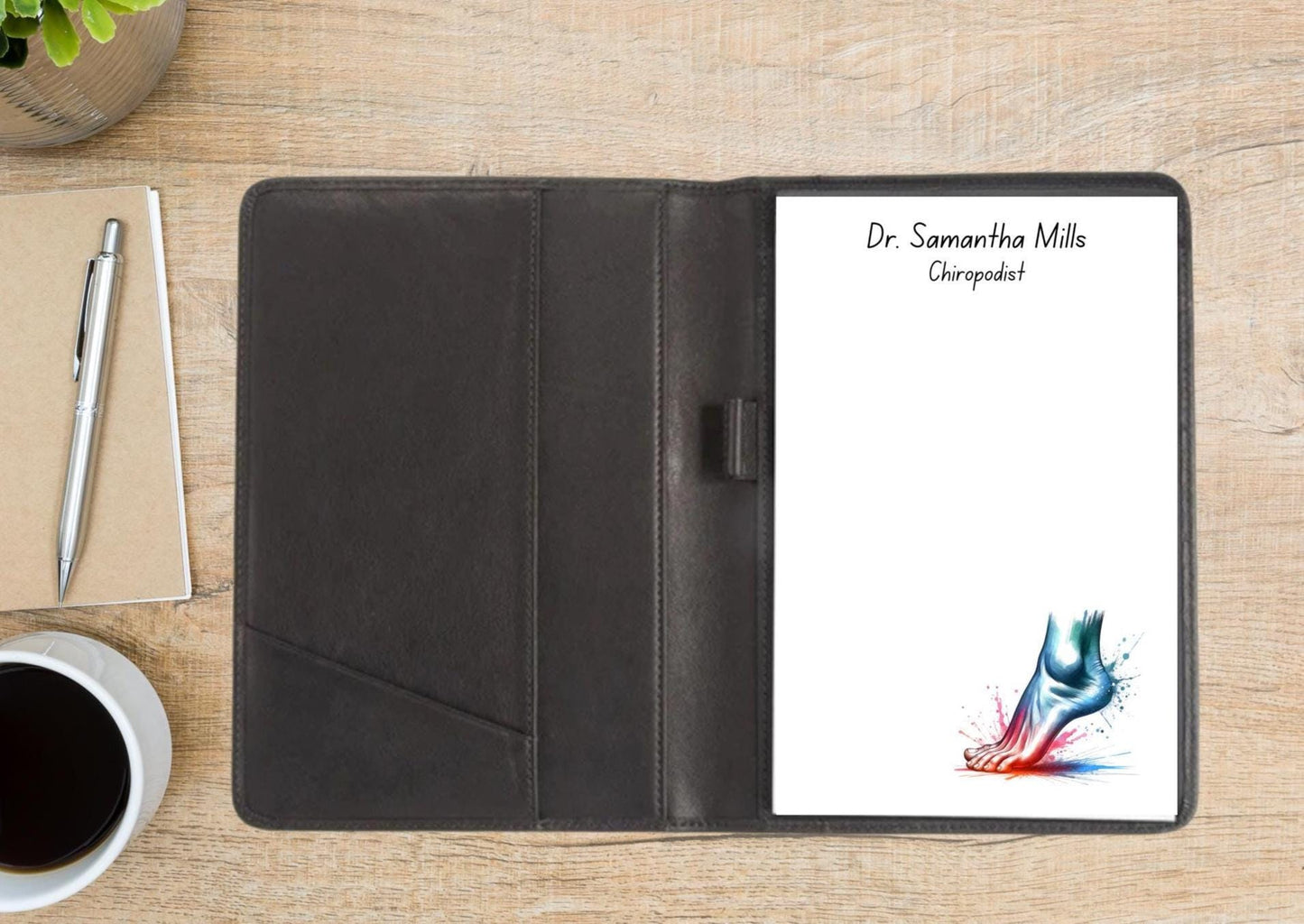 Personalized Chiropodist Notepad | 5.5x8.5" Foot Care Tear-Off Pad | Podiatry Office Stationery | Custom Name Clinic Notepad | 50 Sheets