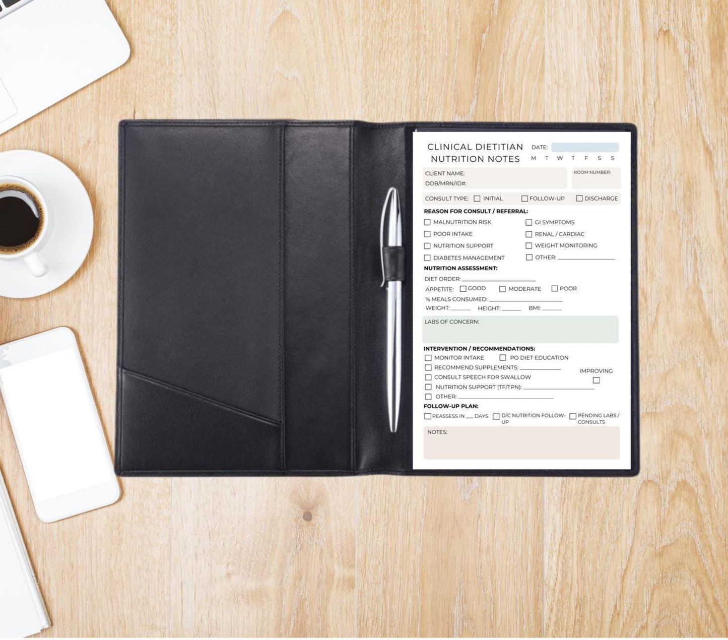 Outpatient Dietitian Session Notepad  Client Nutrition Counseling Form  Dietitian Note Pad registered dietitian Lifestyle Tracking Dietitian