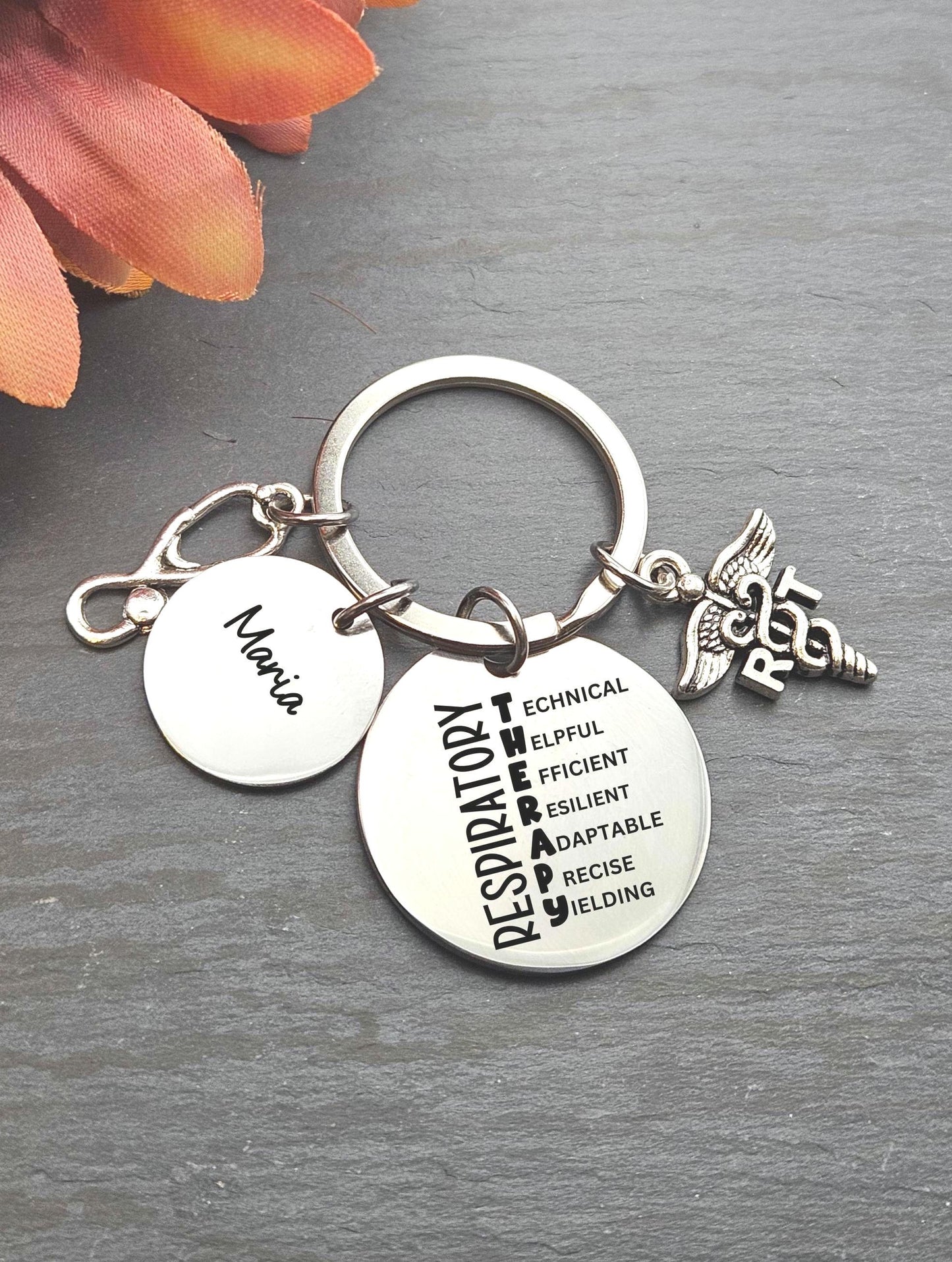 Personalized Respiratory Therapy keychain Key Ring Gifts respiratory therapist custom keychain RT medical professional keychain respiratory