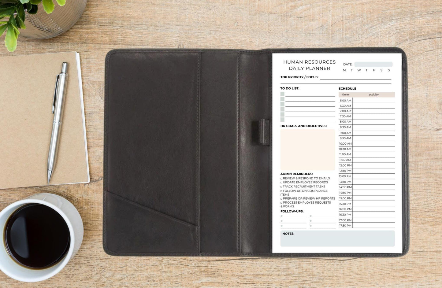 Human Resources Daily Planner Notepad | HR Task Organizer, Goals Objectives, Schedule Admin Tracker Office Pad human resources admin HRM