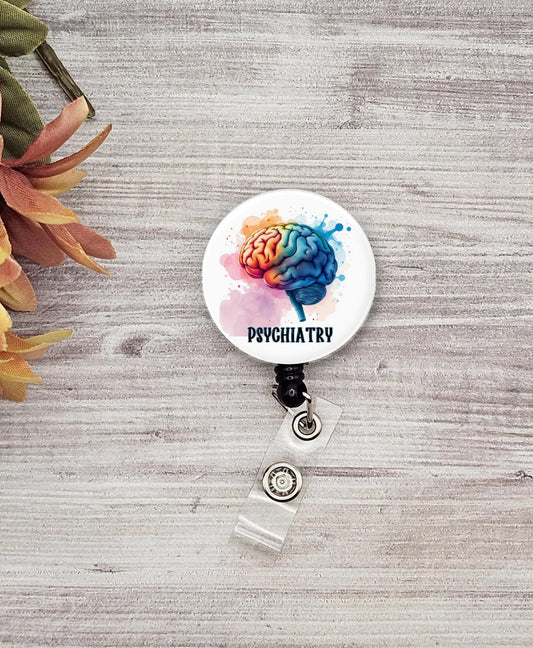 Psychiatry Brain ID button name badge holder nurse gift badge reel retractable student psychiatry nurse gift doctor mental health nurse reel