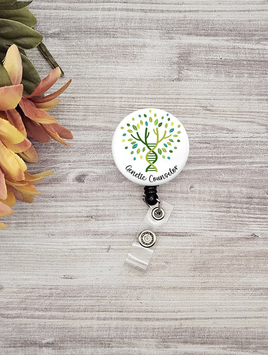 Genetic counselor DNA family tree button name badge holder gift for genetic counsellor student genetics DNA name badge genetics badge