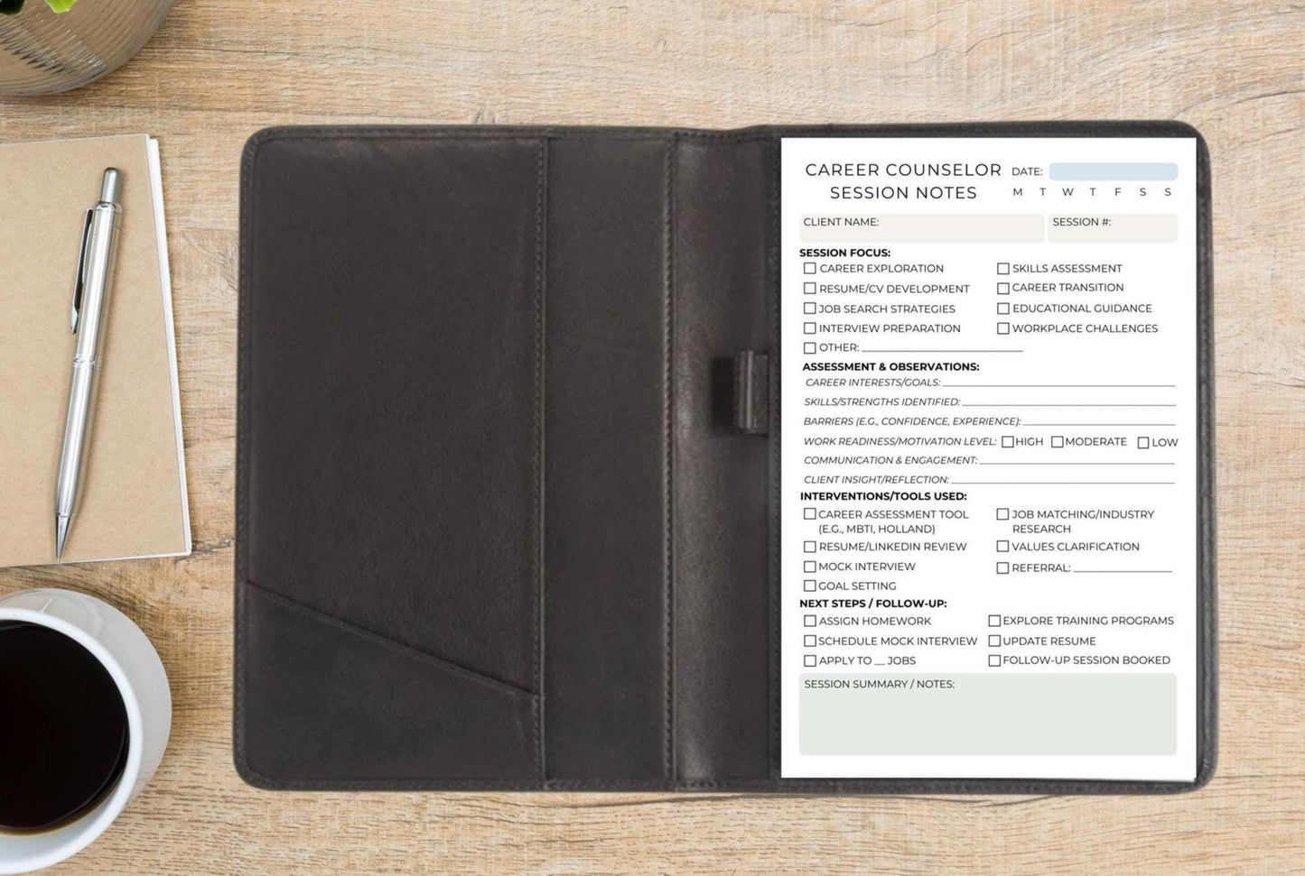 Career Counselor Session Notes Notepad | Professionally-Informed Career Coaching Log | Career Guidance & Client Tracking Pad Career Notepad