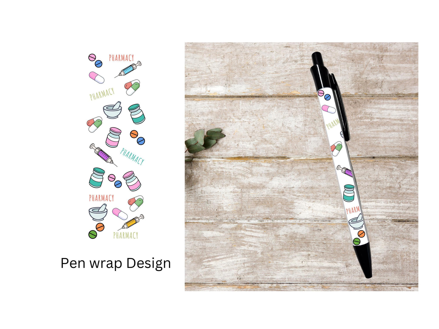 Pharmacy black ink ballpoint refillable pen, PharmD pen Pharmacy tech gift student pen graduation pill pen Pharmacist pill pen medication