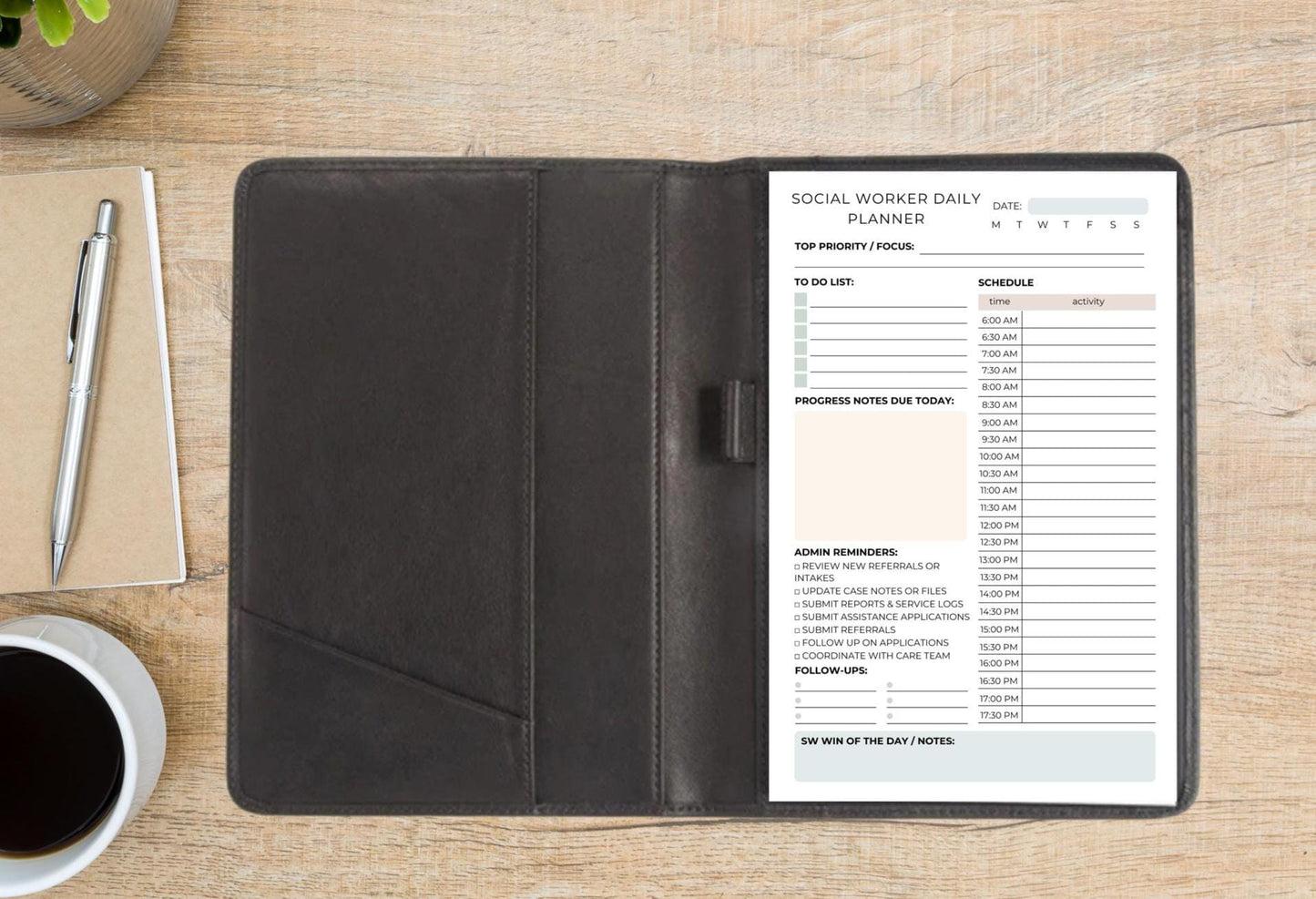 Social Worker Daily Planner Notepad | Mental Health & School Social Work Organizer | Notes, Schedule, Admin Tasks, Follow-Ups | SW Gift RSW