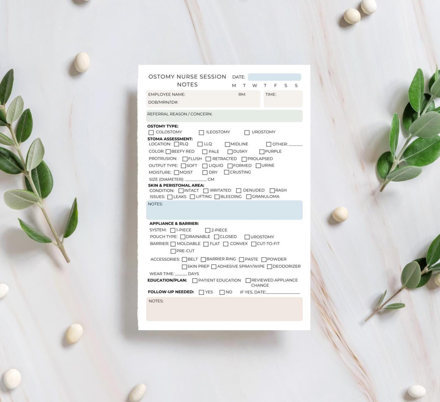 Ostomy Nurse Notepad Stoma Assessment & Appliance Log | Compact Ostomy Care Sheet for Nurses WOCNs Ostomy and wound nurse documentation
