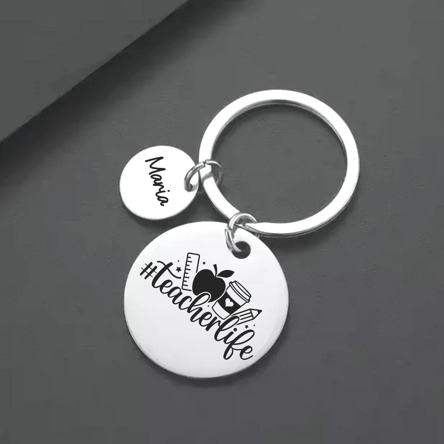 Personalized Teacher Engraved keychain teacher life Key Ring Gifts for her teaching custom graduation keychain school teacher gift educator