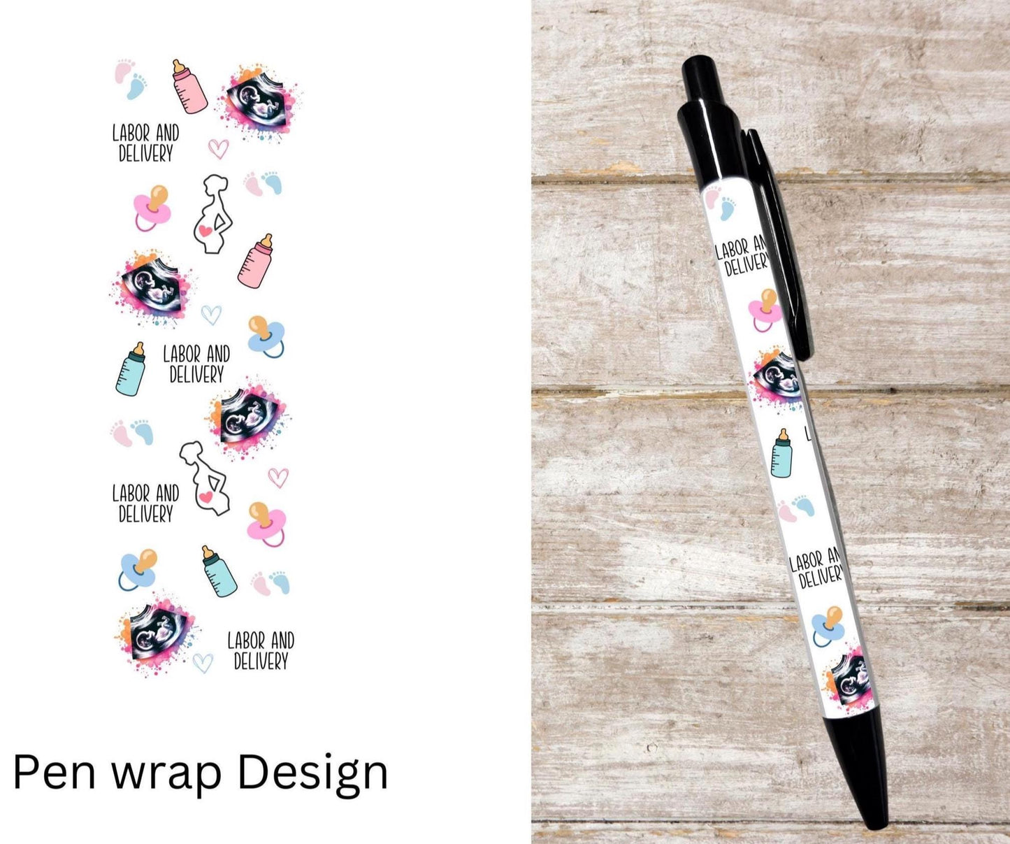 Labor and delivery black ink ballpoint refillable pen L&D pen maternity gift student pen clerk gift nursing  graduation gift mother and baby