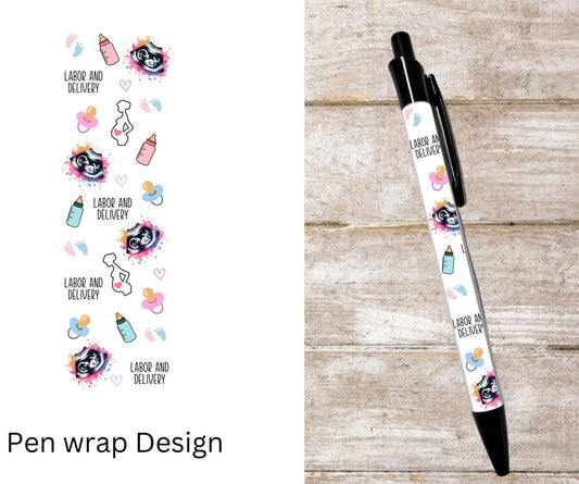Labor and delivery black ink ballpoint refillable pen L&D pen maternity gift student pen clerk gift nursing  graduation gift mother and baby