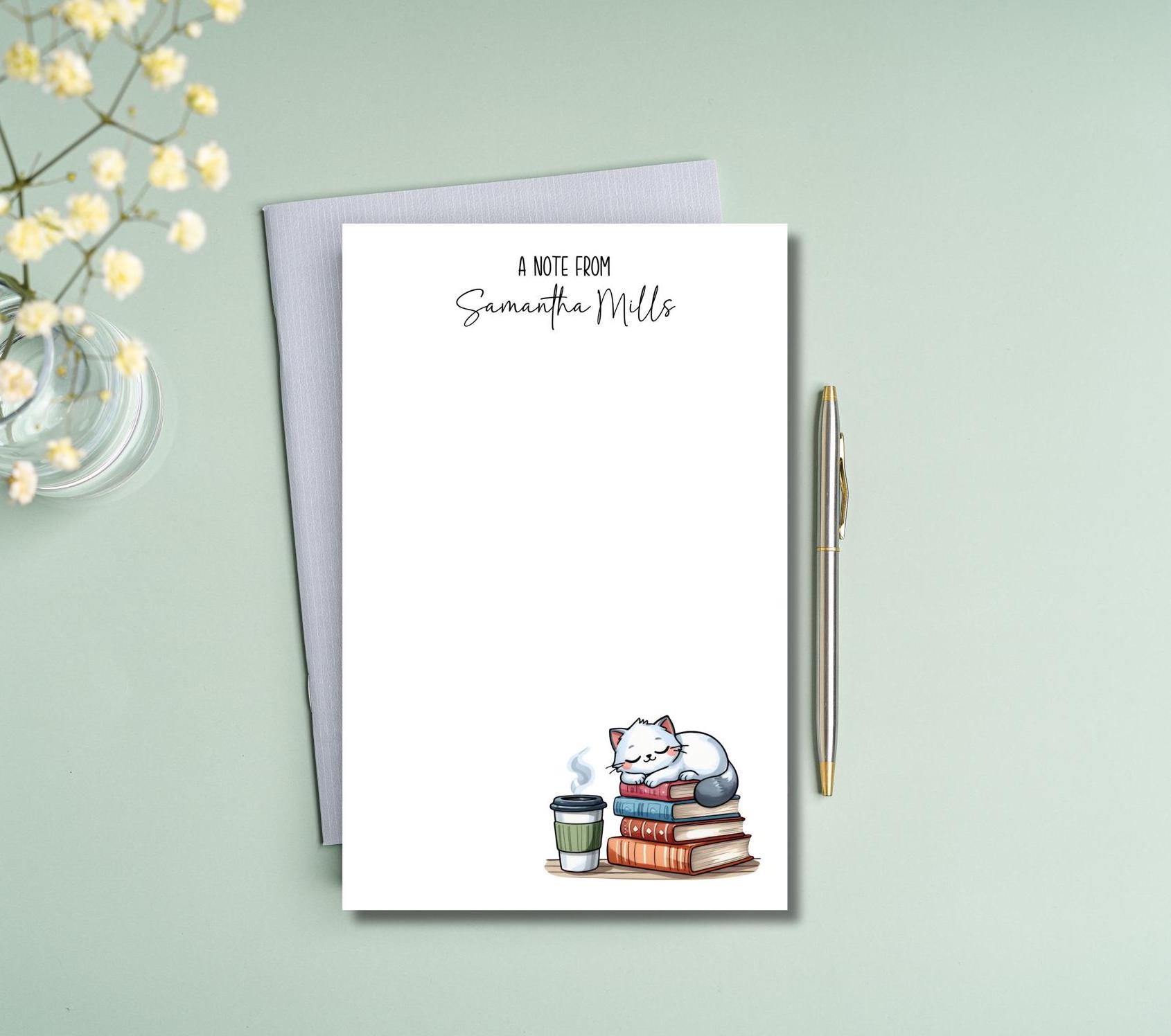 Cat lover notepad with books design for teachers