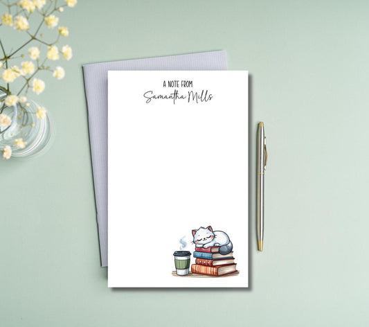 Cat lover notepad with books design for teachers