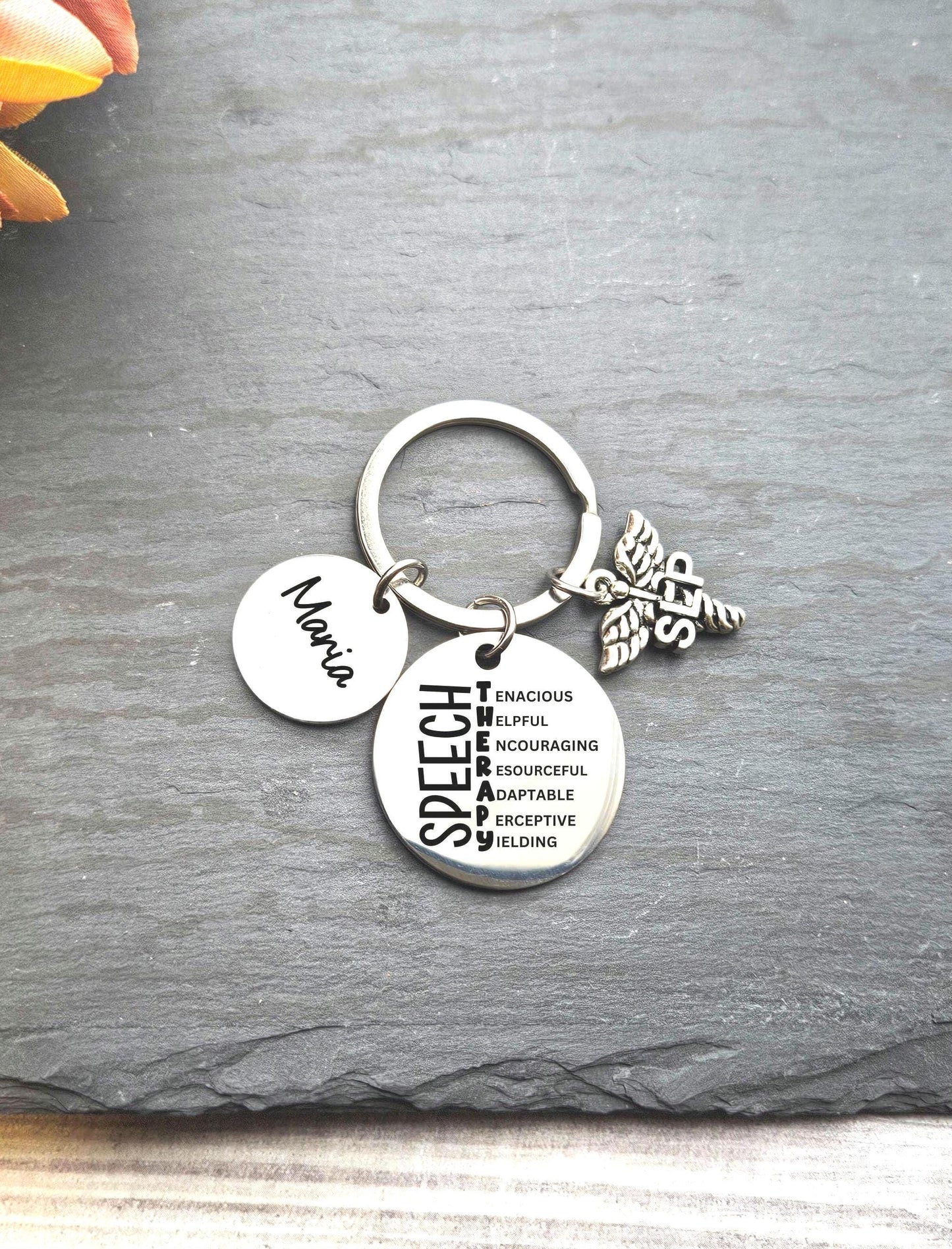Personalized Speech Language Pathologist Keychain Engraved SLP gift Birthday Key Ring Gifts for graduation SLP speech therapist gift keyring