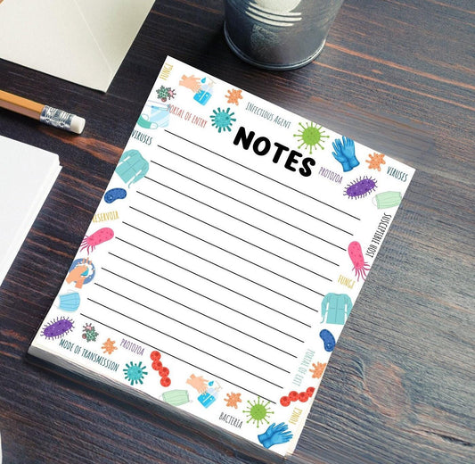 Infection control IPAC themed notepad for nurses