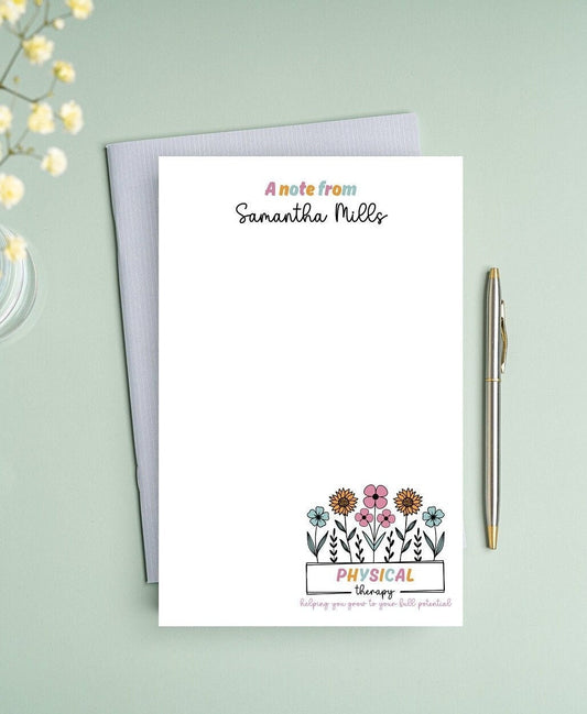 Floral physical therapist notepad with tear-off sheets