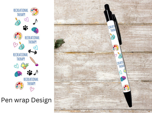 Recreation therapy black ink ballpoint refillable pen, CTRS pen recreation therapist gift student pen recreation graduation gift rec therapy