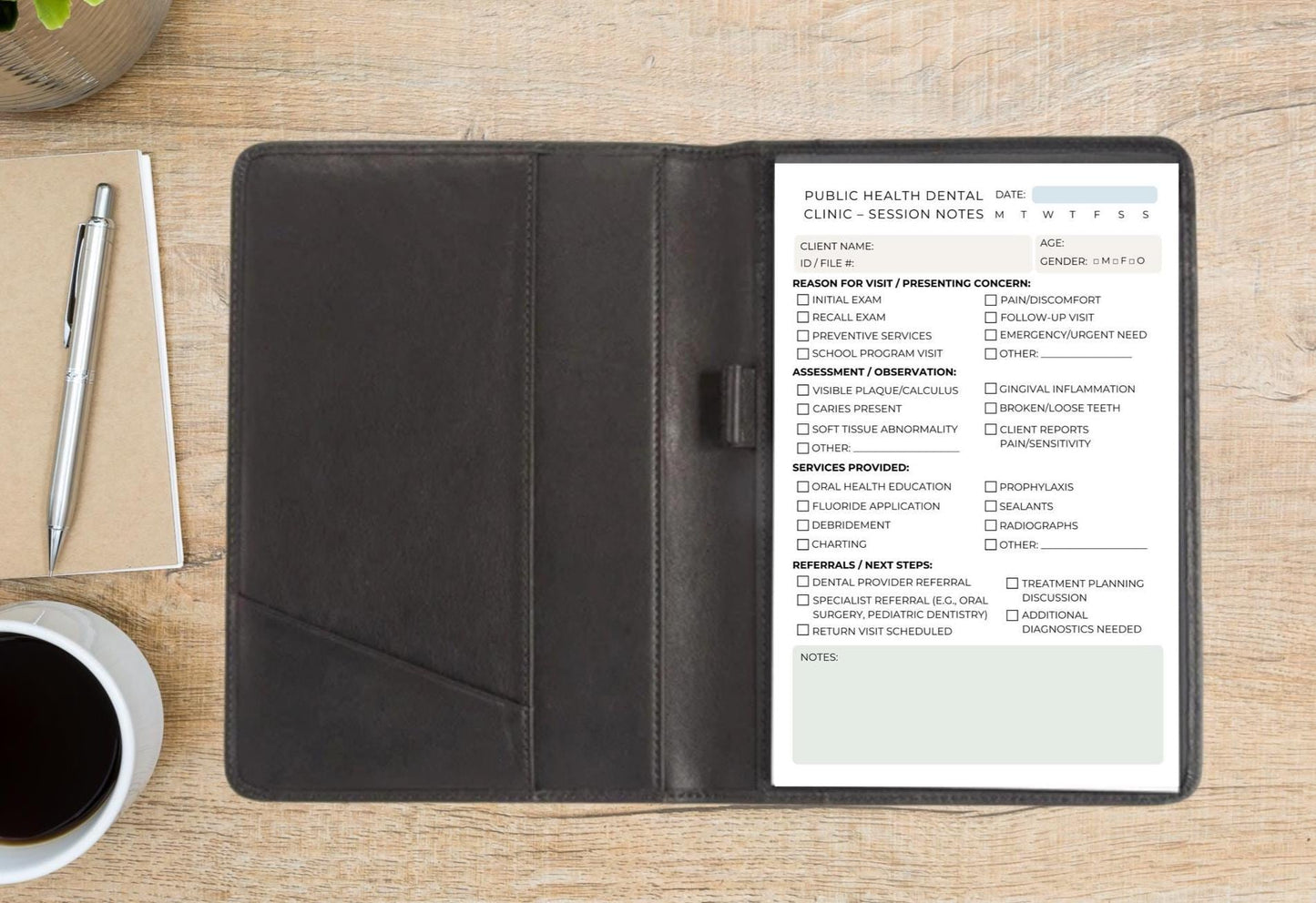 Public Health Dental Hygienist Session Note Notepad | 5.5"x8.5" Oral Health Documentation Pad | 50 Tear-Off Sheets for School & Clinic Use