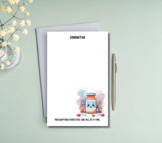 Personalized Pharmacy medication themed notepad non sticky back pharmacist pharmacy tech gift graduation notes stationery handmade notepads