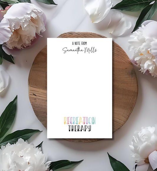Recreation therapist notepad for RT students
