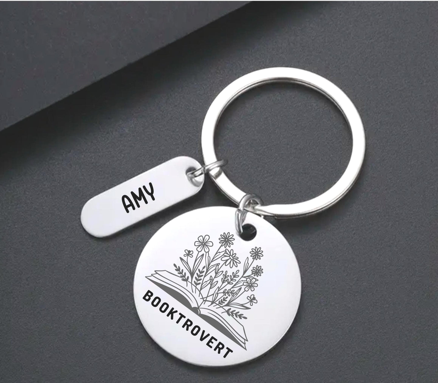 Personalized Booktrovert Funny Engraved keychain book worm Key Ring one more chapter book Gifts for her book custom keychain librarian gift