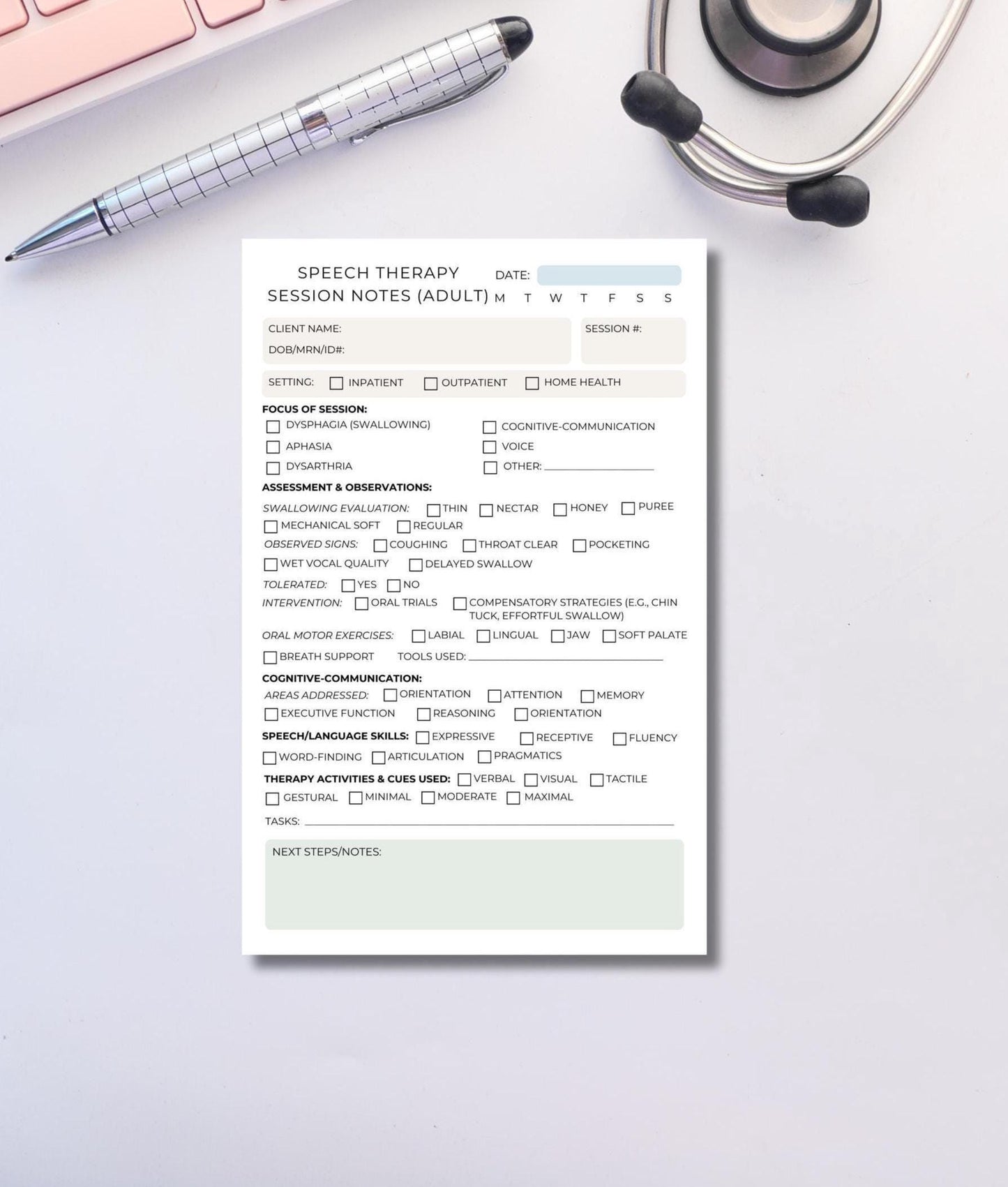 Adult SLP Session Notes Notepad – Speech Therapy Documentation Pad for Adult Patients Speech Language Pathologist Supplies Notepad SLP note