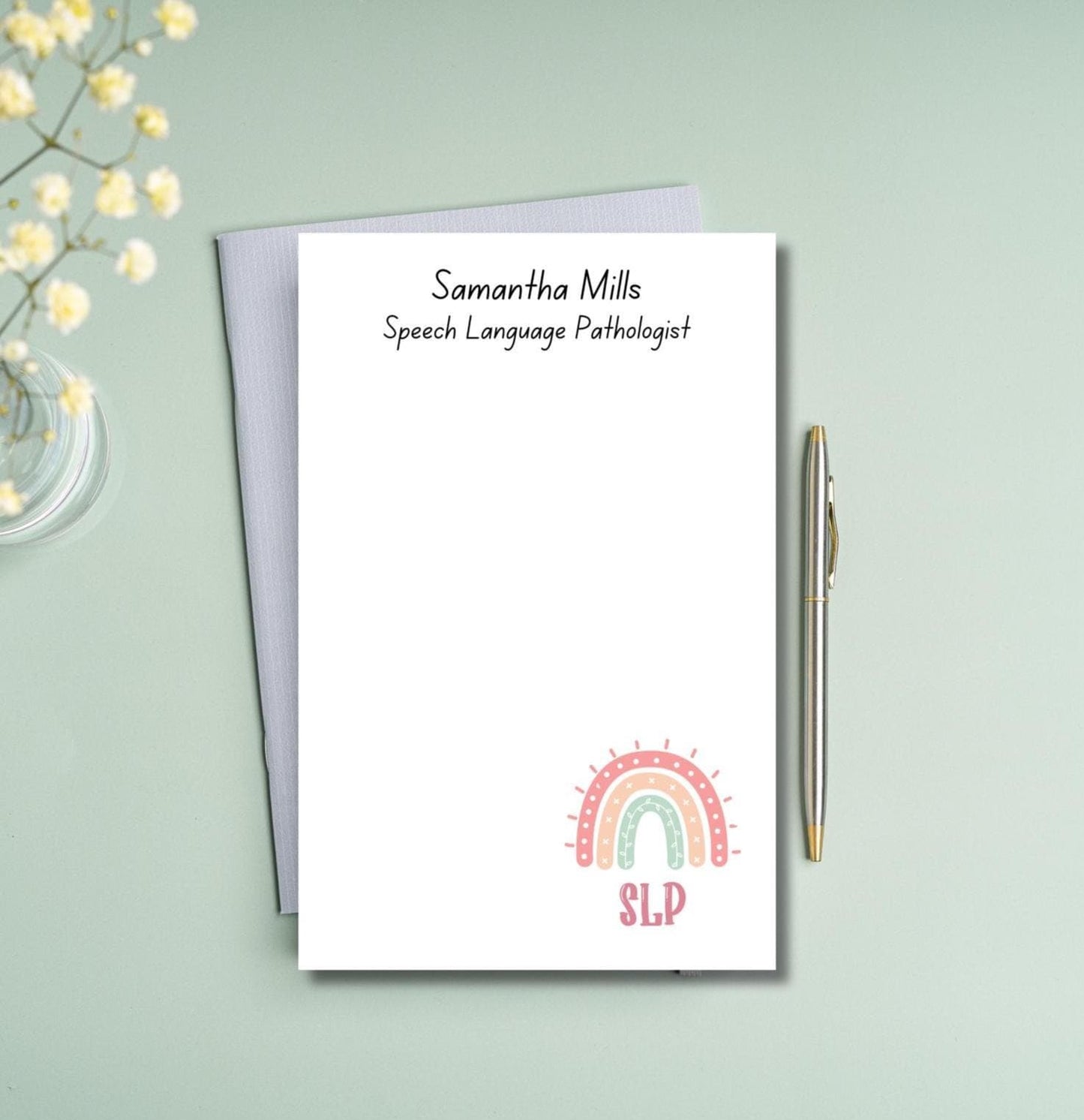 Custom Speech Language Pathology Rainbow notepad tear away sheets, SLP notepad gift notepad student stationery speech pathologist assistant