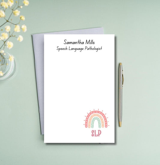 Custom Speech Language Pathology Rainbow notepad tear away sheets, SLP notepad gift notepad student stationery speech pathologist assistant