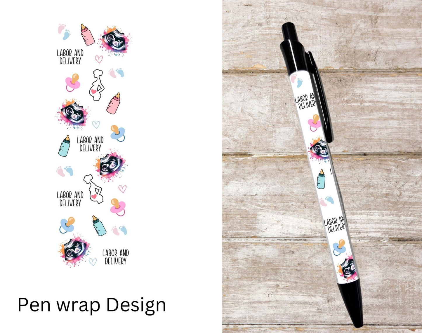 Labor and delivery black ink ballpoint refillable pen L&D pen maternity gift student pen clerk gift nursing  graduation gift mother and baby