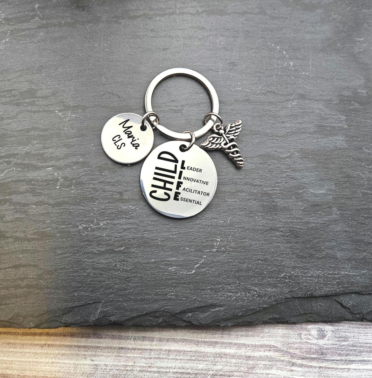Personalized child life specialist Keychain Engraved Birthday CLS Key Ring Gifts for her custom child life graduation keychain child life