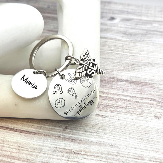 Personalized Speech Language Pathologist Keychain Engraved SLP gift Birthday Key Ring Gifts for graduation SLP speech therapist gift keyring