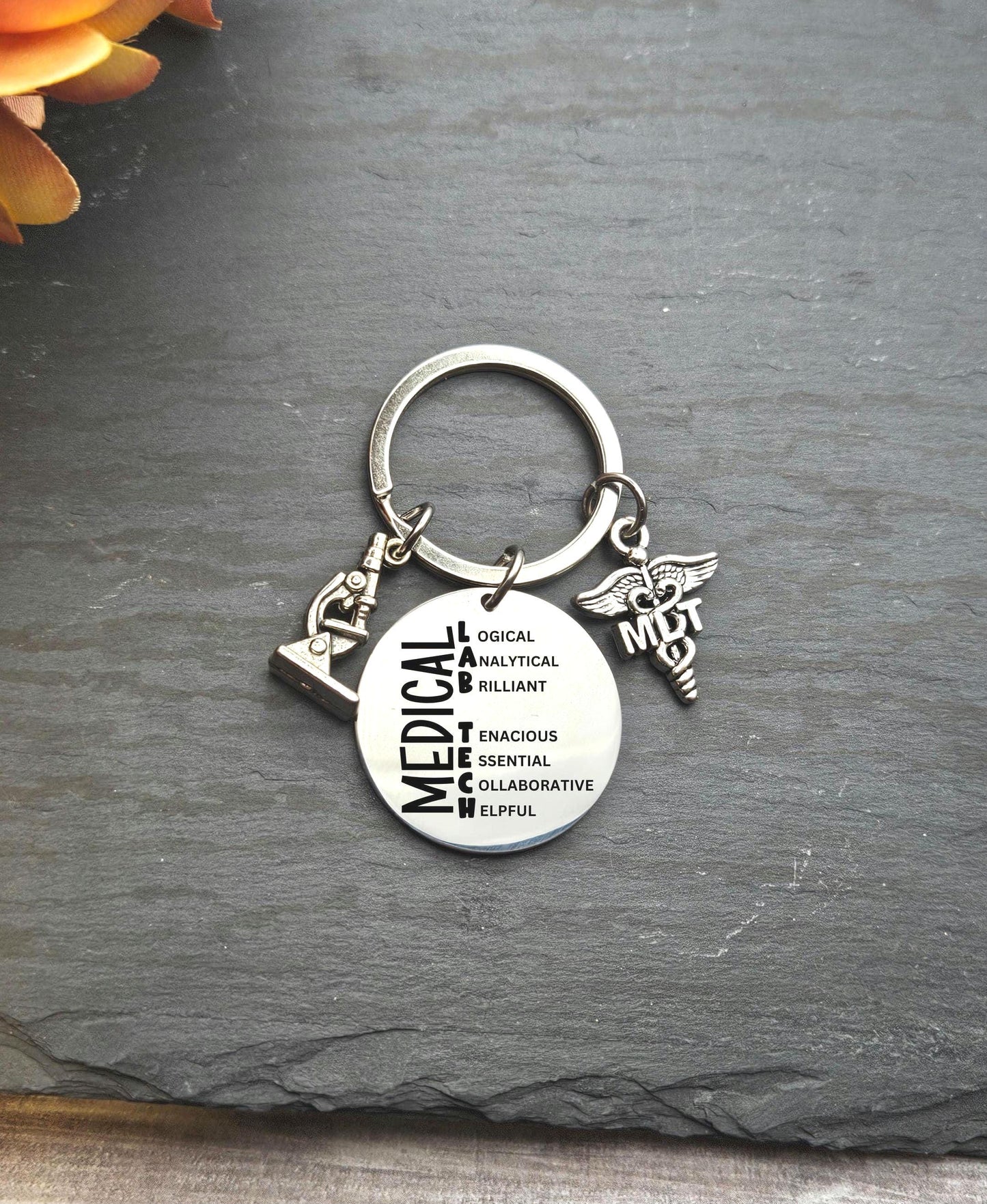 Medical Laboratory Technologist Keychain Engraved MLT Key Ring Gifts custom graduation medical lab technologist keychain lab tech keychain