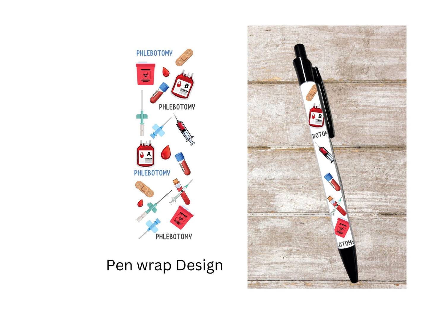 Phlebotomy phlebotomist ballpoint pen black ink blood draw gift graduation student stationery gift for phlebotomy retractable pen