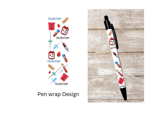 Phlebotomy phlebotomist ballpoint pen black ink blood draw gift graduation student stationery gift for phlebotomy retractable pen
