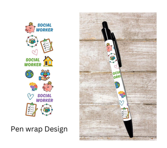 Social Worker themed black ink ballpoint refillable pen RSW pen Social work gift student pen graduation gift social worker appreciation gift