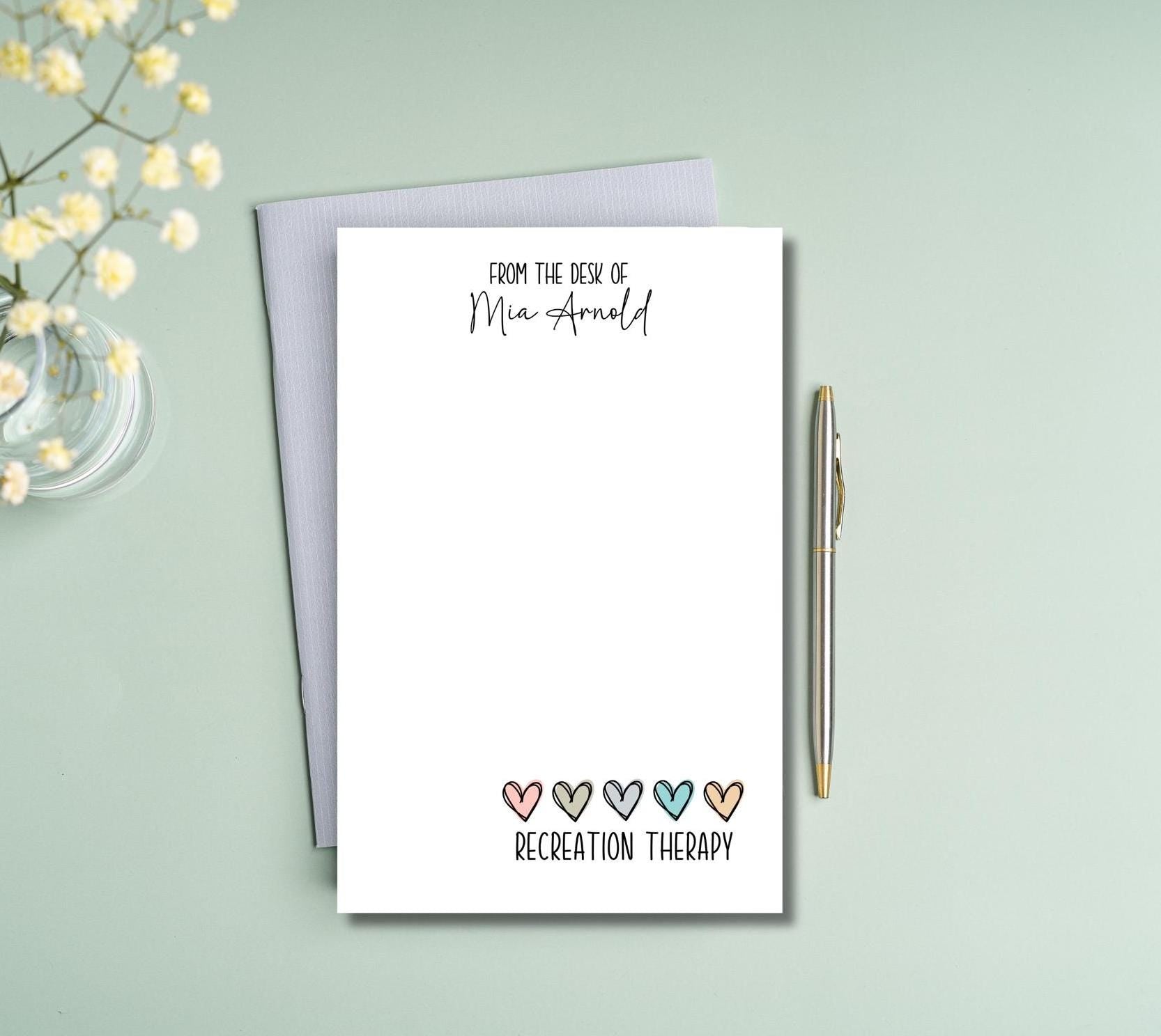Recreation therapy notepad with hearts design