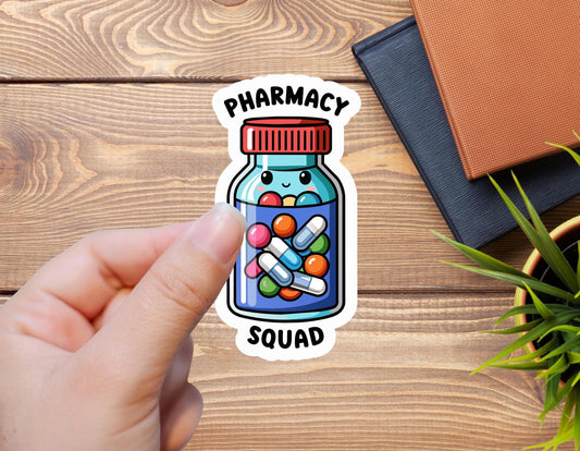 Cute Pharmacy Squad waterproof vinyl sticker pill bottle happy pills healthcare sticker PharmD kawaii Pharmacy Tech sticker Pharmacist