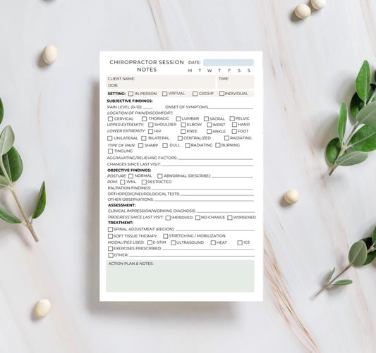 Chiropractor Session Notes Notepad Patient Progress Tracker | Chiro SOAP Notes | Daily Charting Pad for Chiropractors notepad Spine doctor