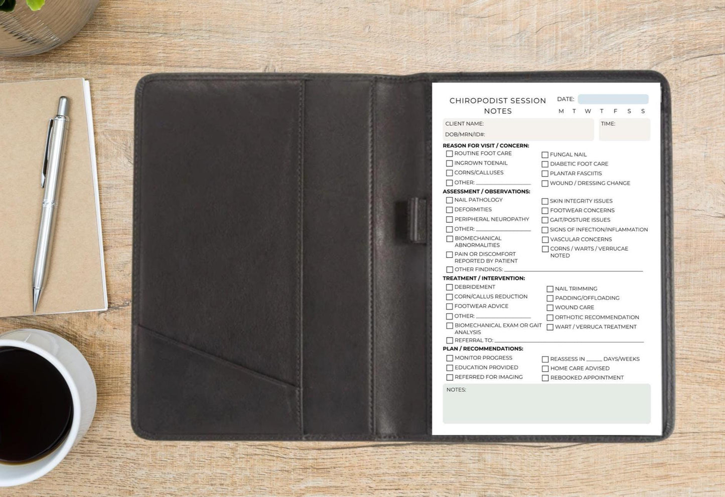 Chiropodist Session Note Notepad | Foot Care Documentation Pad | Personalized 5.5x8.5” Clinic Notepad | Podiatry Office Supplies Chiropody