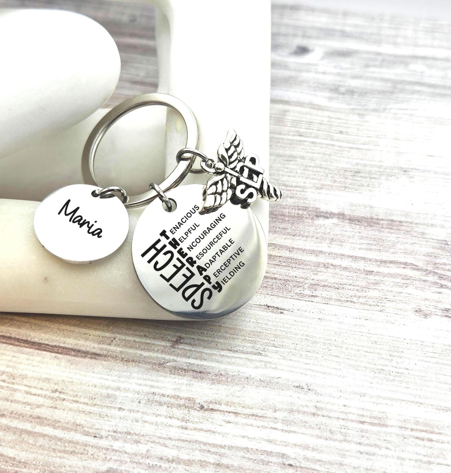 Personalized Speech Language Pathologist Keychain Engraved SLP gift Birthday Key Ring Gifts for graduation SLP speech therapist gift keyring