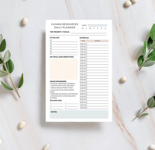 Human Resources Daily Planner Notepad | HR Task Organizer, Goals Objectives, Schedule Admin Tracker Office Pad human resources admin HRM