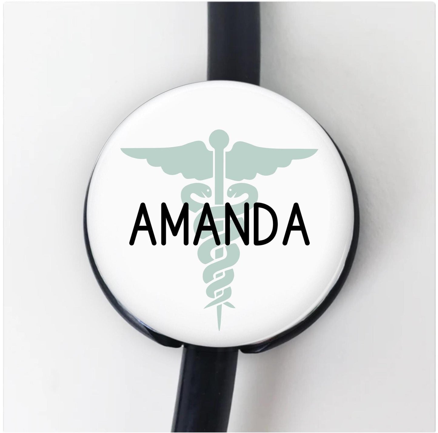 Personalized Stethoscope Caduceus ID Tag Littman Stethoscope Id Tag Caduceus Custom Medical ID name tag Gift Medical Accessory Nurse Gift